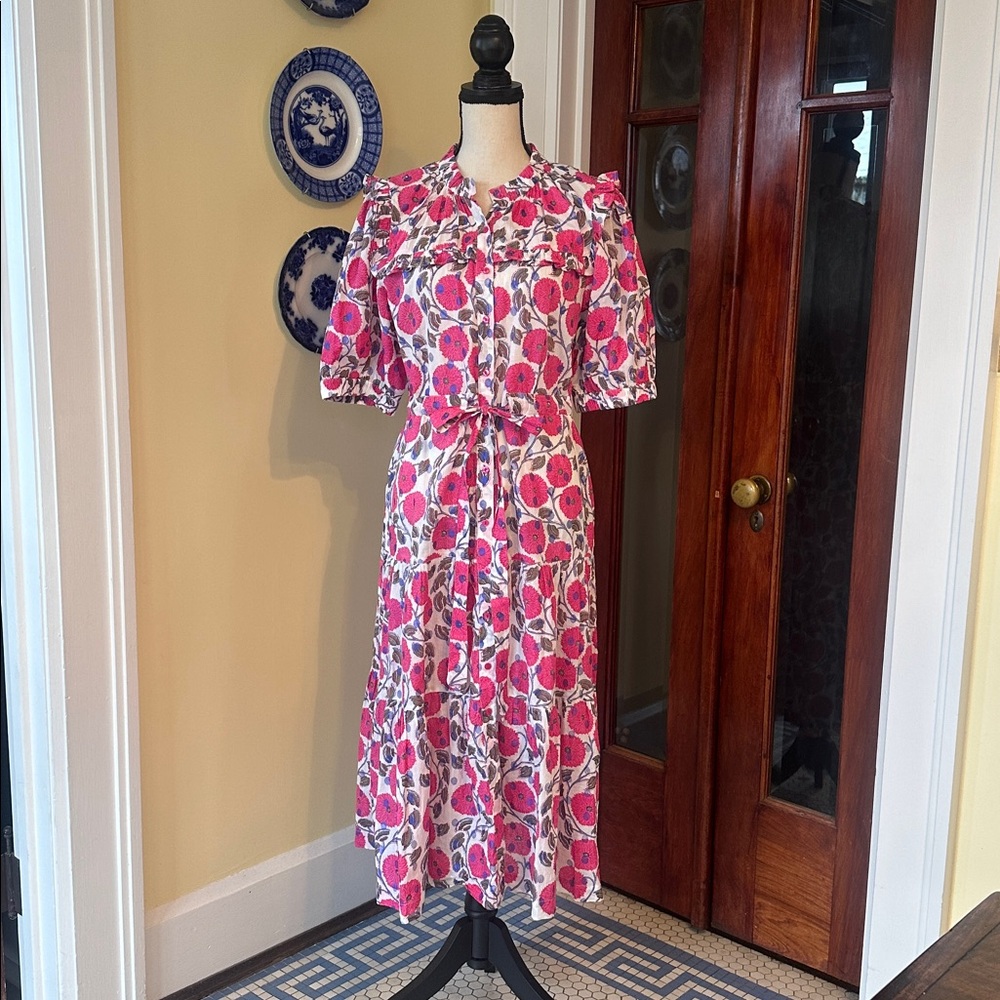 Lola Australia | The Pacific Dress - Pink Floral Midi Shirtdress, Size L
